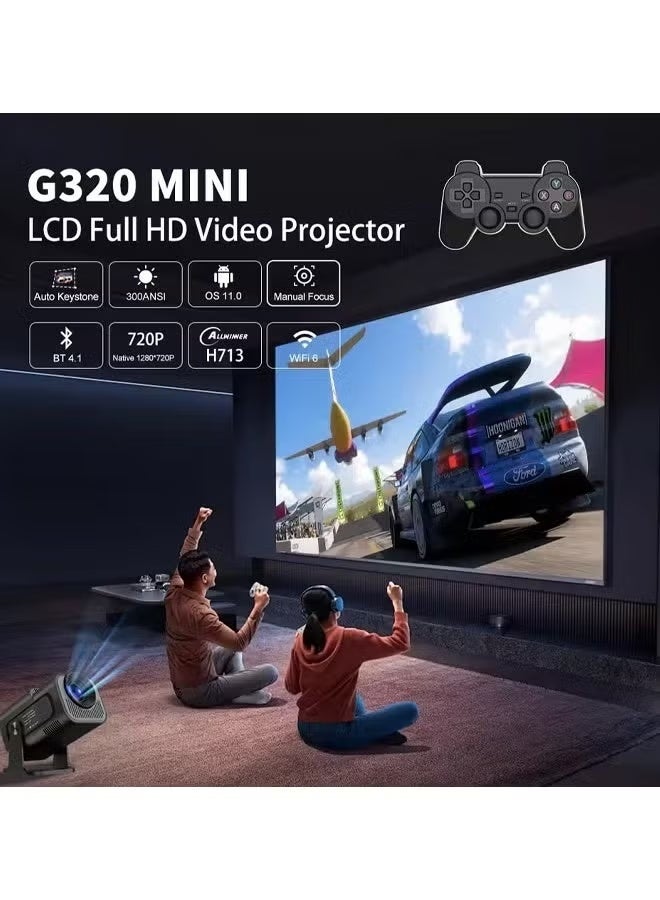 borrego Smart5 Mini Projector with 2 Game Consoles & 10,000 Games, 4K/1080P Support, Auto Keystone, Android 12, Portable Home & Outdoor Video Projector, 130-Inch Screen, WiFi 2.4/5G - Image 3